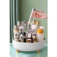 Living and Home 22CM Spinning Fruit Plate Skincare Cosmetic Organizer All-purpose Turntable-style Material Storage in White