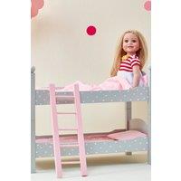 Teamson Kids Wooden Doll Bunk Bed with Ladder & Bedding for 18 inch Dolls, Grey