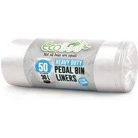 ECOBAG NOT ALL BAGS ARE EQUAL 50 Pack Heavy Duty White Bin Liners - 30L / 15 Microns - (510x600mm)
