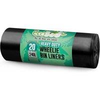 ECOBAG NOT ALL BAGS ARE EQUAL 20Pack Wheelie Bin Liners -240L-18 Microns-Heavy Duty & Leak Resistant in Black