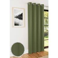 Enhanced Living Plain Supersoft Thermal Room Darkening Eyelet Single Door Curtain in Green | Size: 168 cm width x 214 cm drop