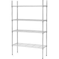 Oypla 4 Tier Heavy Duty Wire Rack Shelving Unit with Wheels in Silver