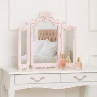 Melody Maison Small Pink Ornate Rose Triple Mirror - 37cm X 38cm in Pale Pink | Size: 37 cm X 38 cm