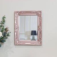 Melody Maison Ornate Rose Gold Pink Wall Mirror With Bevelled Glass