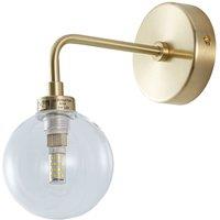 First Choice Lighting Toner - Satin Brass with Clear Glass Globe Wall Light in Gold