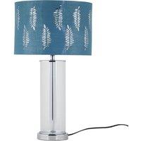 First Choice Lighting Aura - Chrome Table Lamp with Teal Fern Cut Out Silver Inner Shade