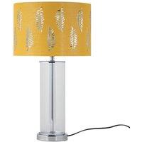 First Choice Lighting Aura - Chrome Table Lamp with Ochre Fern Cut Out Silver Inner Shade