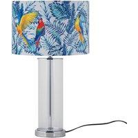 First Choice Lighting Aura - Chrome Table Lamp with Parrot Velvet Shade in Silver