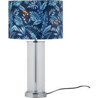 First Choice Lighting Aura - Chrome Table Lamp with Toucan Velvet Shade in Silver