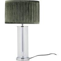 First Choice Lighting Aura - Chrome Table Lamp with Green Pleated Velvet Shade in Silver