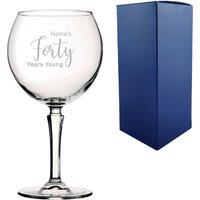 Uniqueful Personalised 40th Birthday Hudson Gin Glass Years Young Delicate Font in Clear