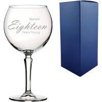 Uniqueful Personalised 18th Birthday Hudson Gin Glass Years Young Handwritten in Clear