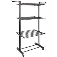 Harbour Housewares Folding Metal Wheeled Clothes Airer - 4-Tier - Black