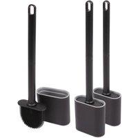 Harbour Housewares Wall-Mounted Toilet Brushes & Holders Set - Pack of 3 in Black