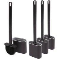 Harbour Housewares Wall-Mounted Toilet Brushes & Holders Set - Pack of 4 in Black