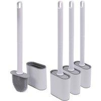 Harbour Housewares Wall-Mounted Toilet Brushes & Holders Set - Pack of 4 in White
