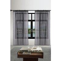 Neel Blue Semi-Transparent Voile Curtain, Pair Window Curtain 2 Panel in Black | Size: 140 cm width x 220 cm drop