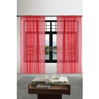 Neel Blue Semi-Transparent Voile Curtain, Pair Window Curtain 2 Panel in Red | Size: 142 cm width x 137 cm drop