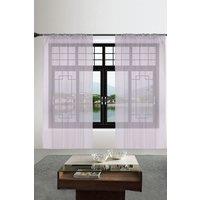 Neel Blue Semi-Transparent Voile Curtain, Pair Window Curtain 2 Panel in Silver | Size: 142 cm width x 229 cm drop