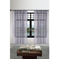 Neel Blue Semi-Transparent Voile Curtain, Pair Window Curtain 2 Panel in Grey | Size: 142 cm width x 137 cm drop