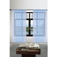 Neel Blue Semi-Transparent Voile Curtain, Pair Window Curtain 2 Panel in Mid Blue | Size: 142 cm width x 183 cm drop