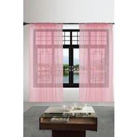 Neel Blue Semi-Transparent Voile Curtain, Pair Window Curtain 2 Panel in Light Pink | Size: 140 cm width x 220 cm drop