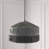 CGC Lighting Victoria Velvet Fringe Lampshade - Pleated Tassel Pendant Light Shade in Grey