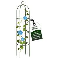 MANTRARAJ 1.9M Garden Arch Obelisk For Plants Flowers Veg Large Tall Metal Frame in Green
