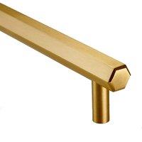PUSHKA HOME Solid Brass Hexagon Bar Handle 224mm - Brushed Gold Finish