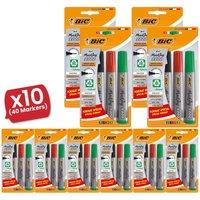 Bic 2000 Bullet Tip Permanent Marker - Assorted Colours (Black, Blue, Red, Green) - Pack of 10