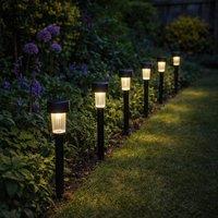 Voltico Set of 6 Solar Black Path Lights - Classic Garden Stake Glow | Size: 6 Pack
