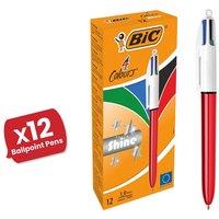 Bic 4 Colour Shine - Red - Pack of 12