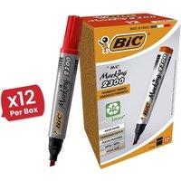 Bic Marking 2300 ECOlutions Permanent Chisel Tip Markers Red - Box of 12