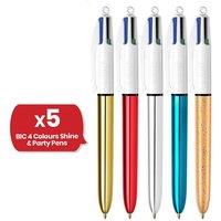 Bic 4 Colours Pack of 5 includes 1 Shine Sliver, 1 Shine Red, 1 Shine Gold, 1 Shine Blue, 1 Champagne
