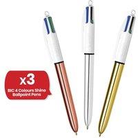 Bic 4 Colours Pack of 3 includes 1 Shine Sliver, 1 Shine Gold, 1 Shine Rose Gold