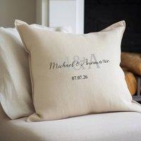 Aye Do Gifts Mr & Mrs Couples Initial Cushion in Beige | Size: 40 cm x 40 cm