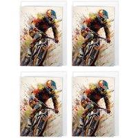 Artery8 Mountain Bike Cyclist Cycling BMX Sports Pack of 4 Greeting Cards | Size: 4 Pack