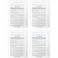 Wee Blue Coo Desiderata Poem Typography Max Ehrmann Pack of 4 Greeting Cards in White | Size: 4 Pack