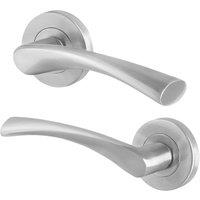 AFIT Satin Door Handles Rose, 1 Pair Satin Nickel Internal Lever in Silver | Size: 150mm x 150mm