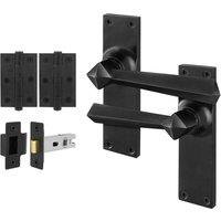 AFIT Black Antique Cast Iron Door Handles, Latch 64mm, Hinges 1 Pair | Size: 150mm x 150mm