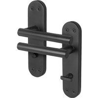 AFIT Black T-Bar Bathroom Handle Backplate Privacy Lever 1 Pair | Size: 150mm x 150mm