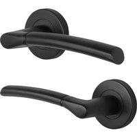 AFIT Black Round Rose Internal Door Handle Lever on Rose 1 Pair | Size: 150mm x 150mm