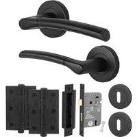 AFIT Black Round Rose Door Handle, Keyed Lock 64mm, Hinges Internal | Size: 150mm x 150mm