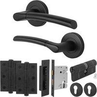 AFIT Black Round Rose Door Handle, Double Cylinder, Hinges Internal | Size: 150mm x 150mm