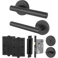 AFIT Black Bathroom Door Handles Turn Release WC Lock Hinges T-Bar | Size: 150mm x 150mm