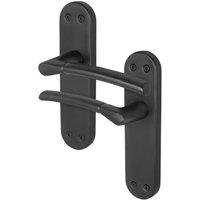 AFIT Matt Black Door Handles Backplate Internal Latch 1 Pair | Size: 150mm x 150mm