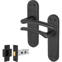 AFIT Matt Black Door Handles Backplate, Latch 64mm 1 Pair | Size: 150mm x 150mm