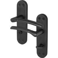 AFIT Matt Black Bathroom Door Handles Backplate WC Lock 1 Pair | Size: 150mm x 150mm