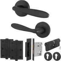 AFIT Black Euro Thumbturn Cylinder Door Handle Lock Hinges Set | Size: 150mm x 150mm