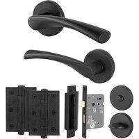 AFIT Black Bathroom Door Handle Rose Set, 1 Pair Matt Black Internal, Lock | Size: 150mm x 150mm